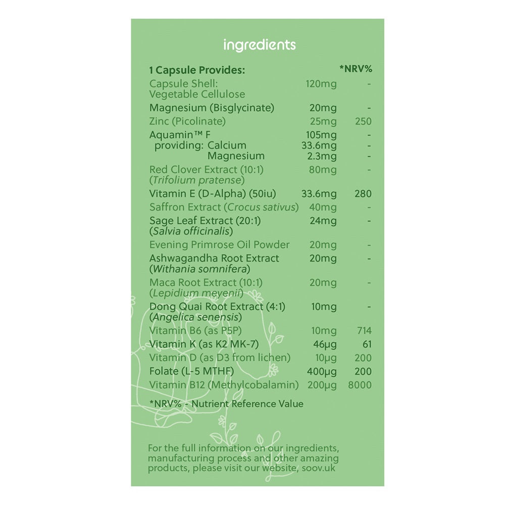 Soov Meno Womens Multivitamin Menopause Support No Filler / Binders / Additives