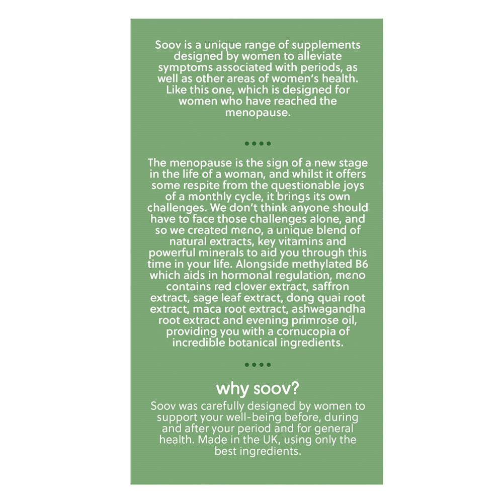 Soov Meno Womens Multivitamin Menopause Support No Filler / Binders / Additives